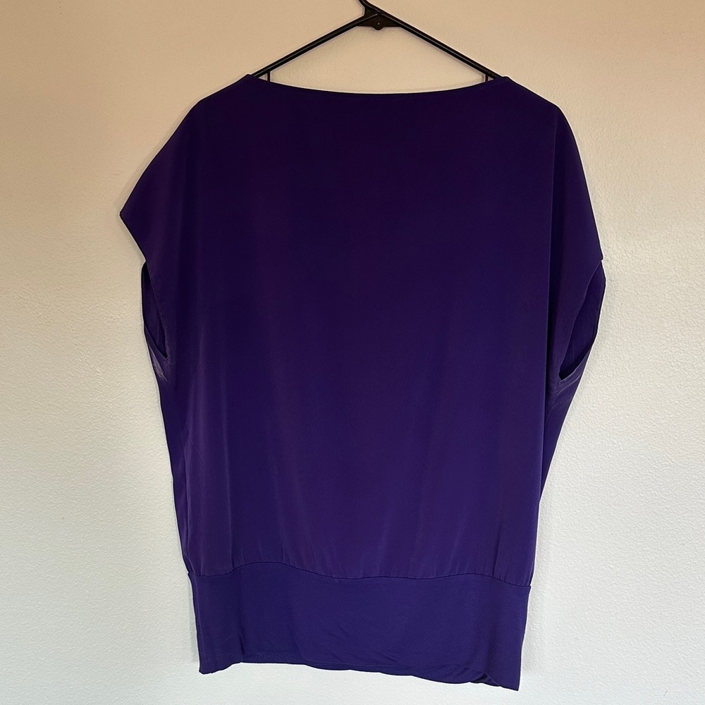 Express Women's Purple Short Sleeve Blouson Top - Picture 6 of 11